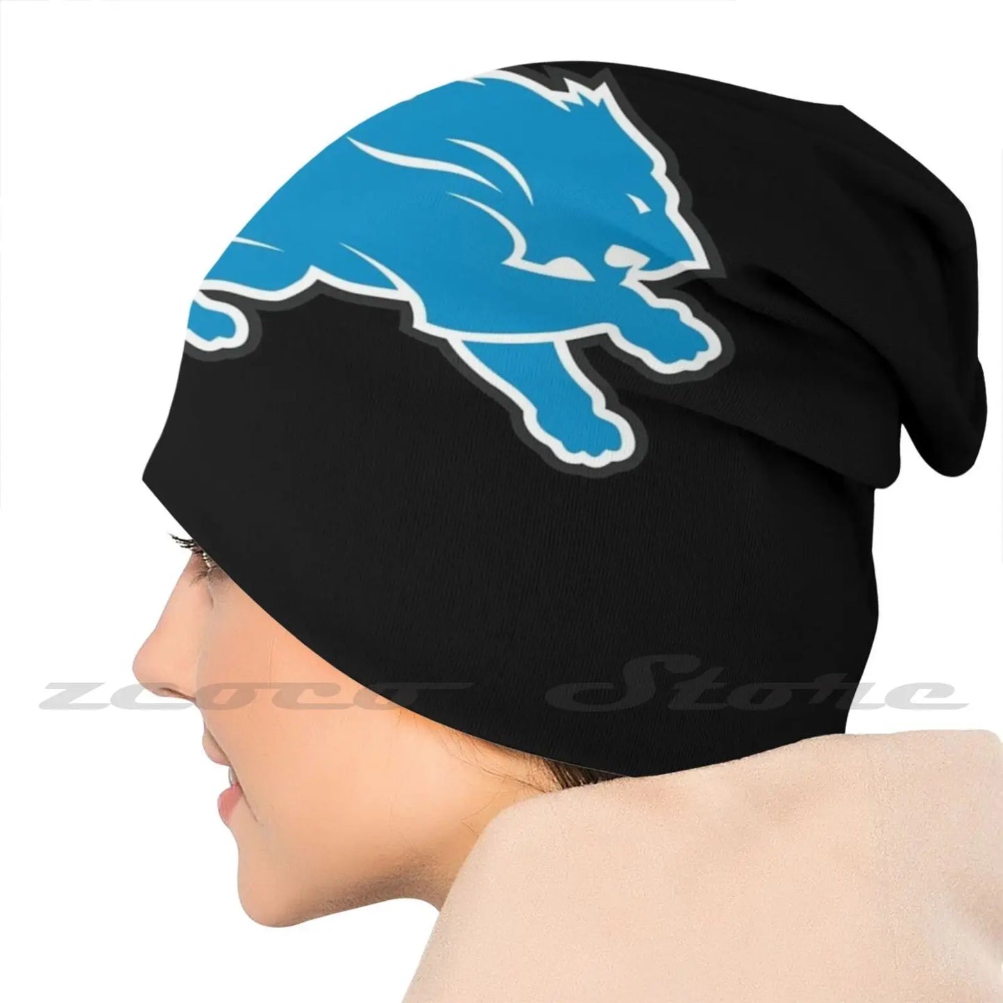 Lions-Detroit Diy Pullover Cap Knit Hat Plus Size Keep Warm Elastic Soft Lion Logo