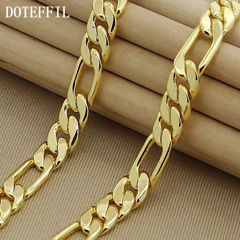 DOTEFFIL 8mm 22-Inches Gold Chain Link Necklace For Women Men Wedding Engagement Party Jewelry