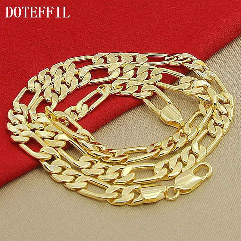 DOTEFFIL 8mm 22-Inches Gold Chain Link Necklace For Women Men Wedding Engagement Party Jewelry