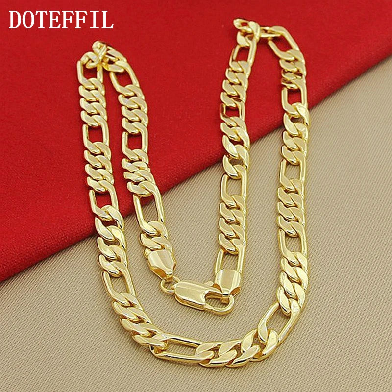 DOTEFFIL 8mm 22-Inches Gold Chain Link Necklace For Women Men Wedding Engagement Party Jewelry