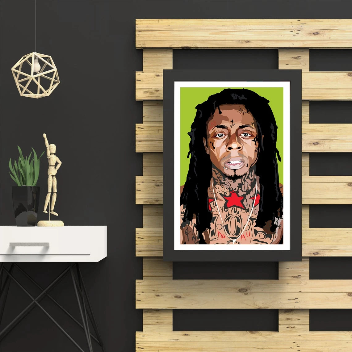 Lil Wayne Art Poster Music Album Canvas Poster Hip Hop Rapper Pop Music Star Wall Painting Decoration (No Frame)