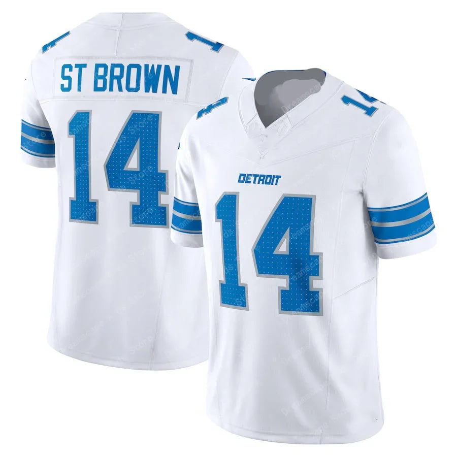 25 New Arriavl Summer Men T-shirt Amon-Ra St. Brown Detroit Lions No.14 Quick Drying Women Men T-Shirt Adult KID Jersey Kit Top