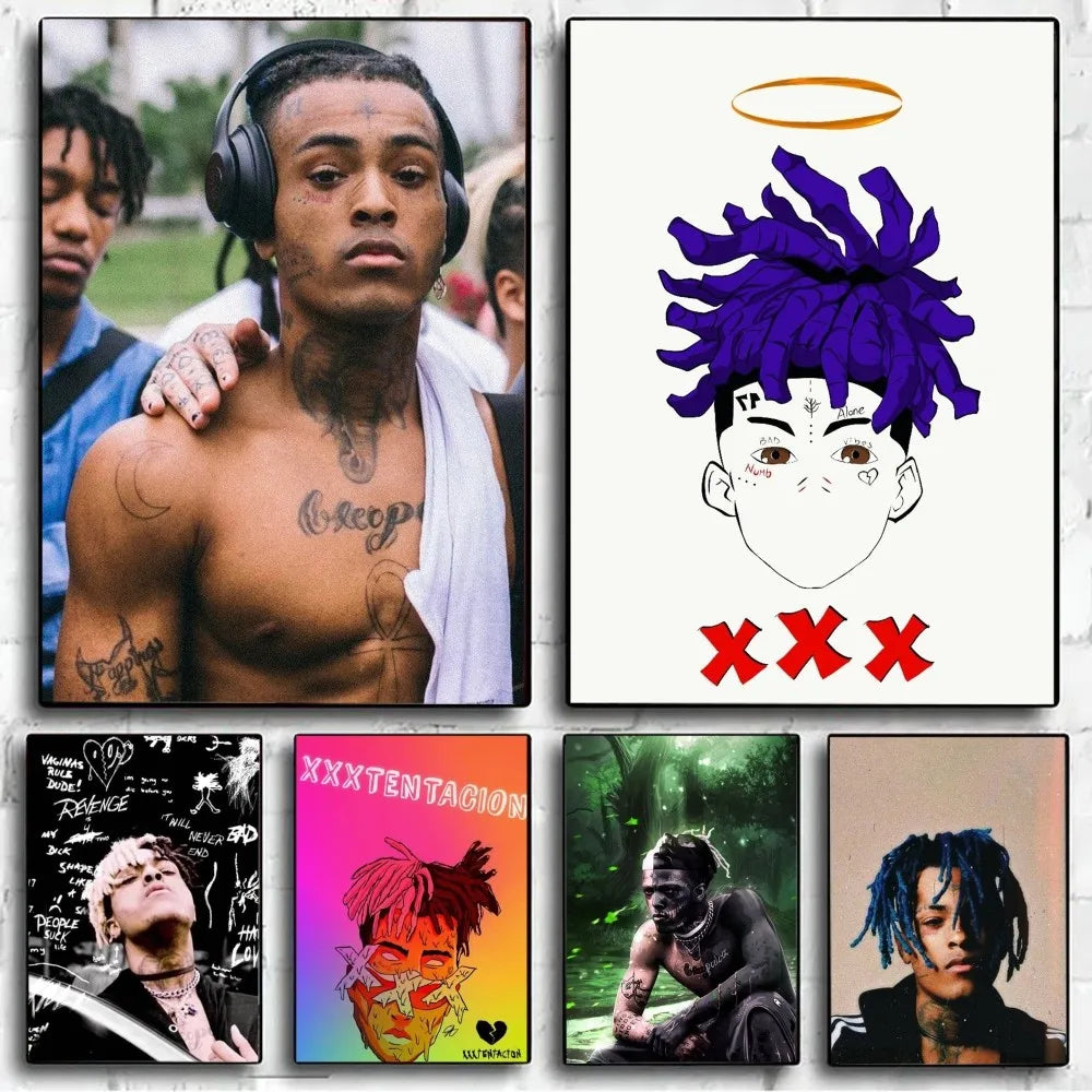 Hip Hop Z-XXXTentacion Poster No Framed Poster Kraft Club Bar Paper Vintage Poster Wall Art Painting Bedroom Study Stickers