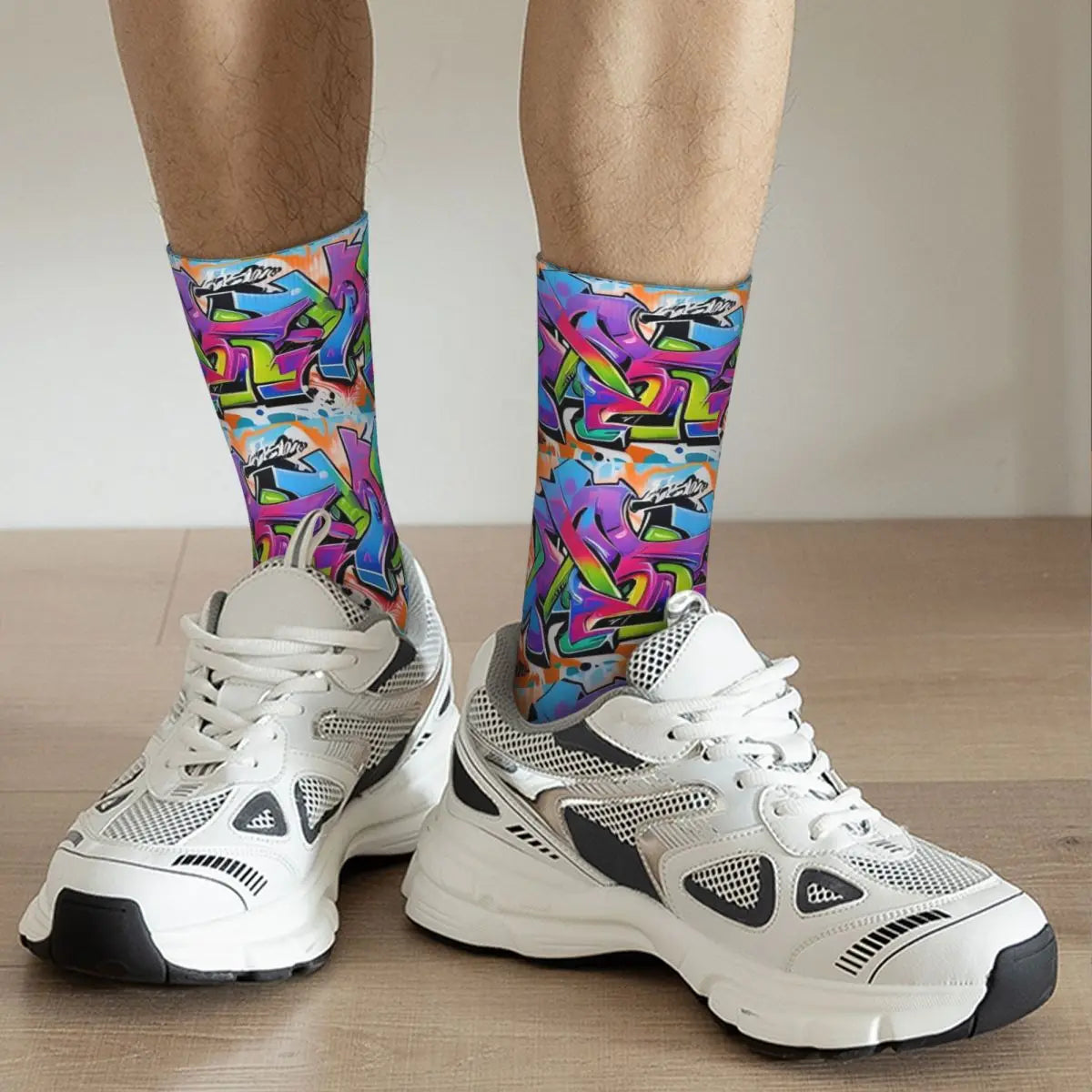 Urban Vibes Graffiti Art Street Culture Meets 284 Socks Harajuku Stockings All Season Long Socks for Man Woman Birthday Present