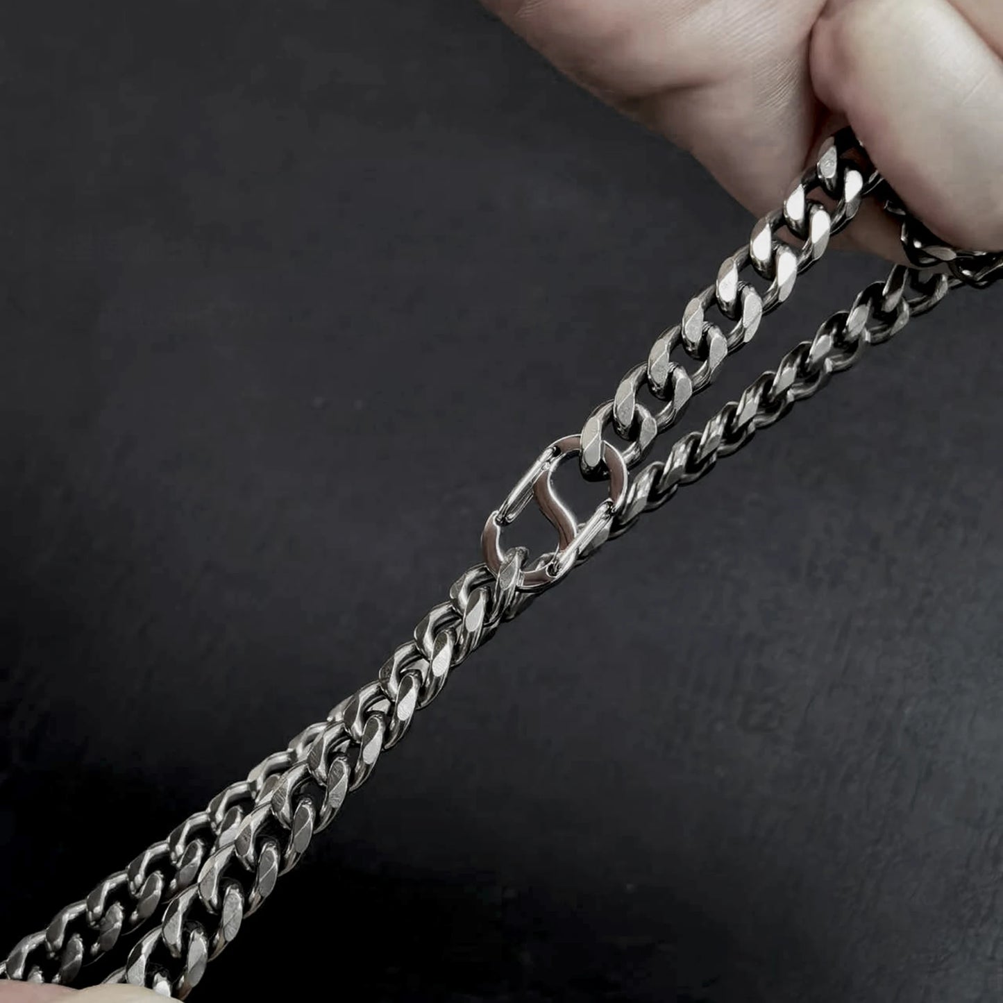 7.0 MM Width Solid Pure Titanium Curb Chain Link Necklace Men's Hip Hop Thick Chain