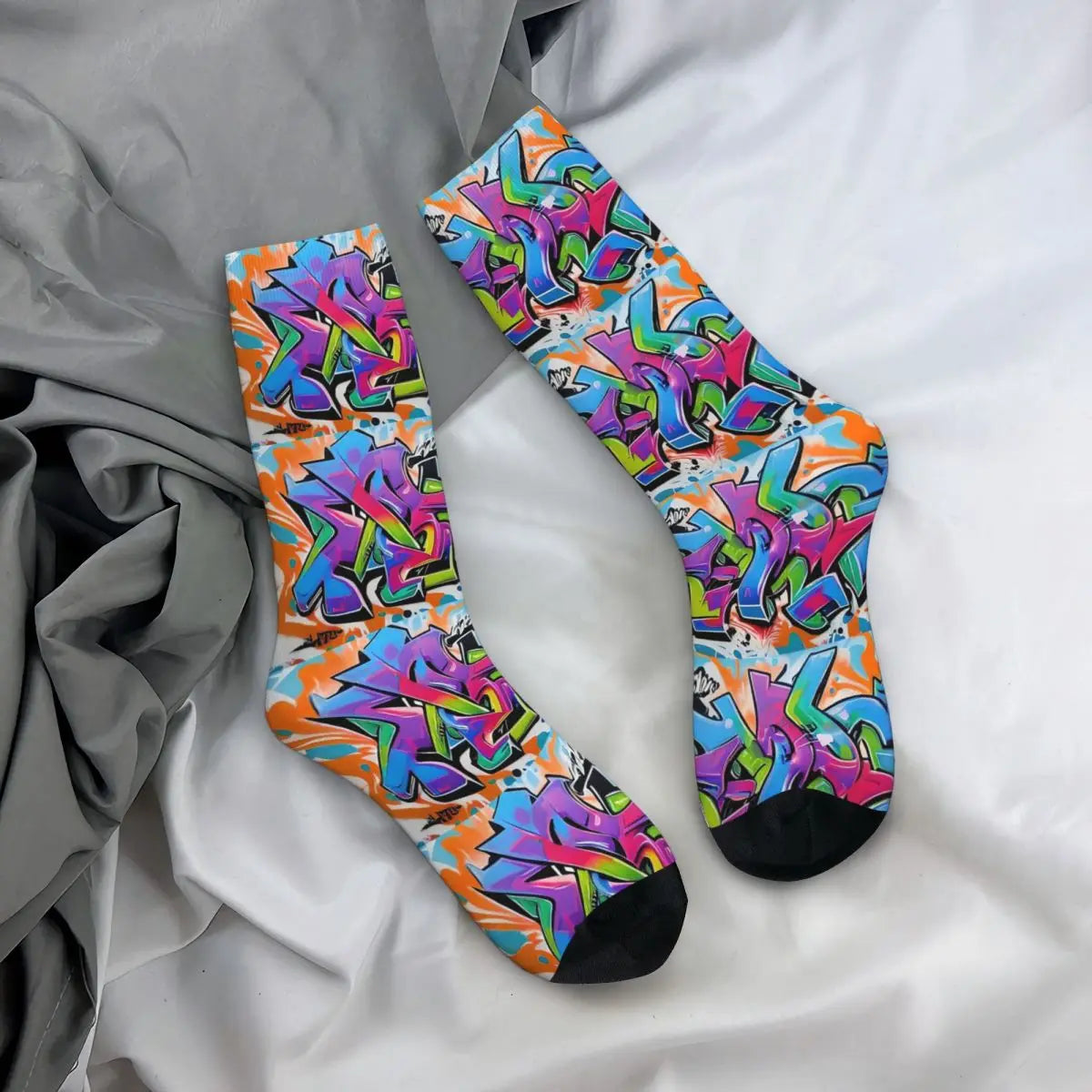 Urban Vibes Graffiti Art Street Culture Meets 284 Socks Harajuku Stockings All Season Long Socks for Man Woman Birthday Present