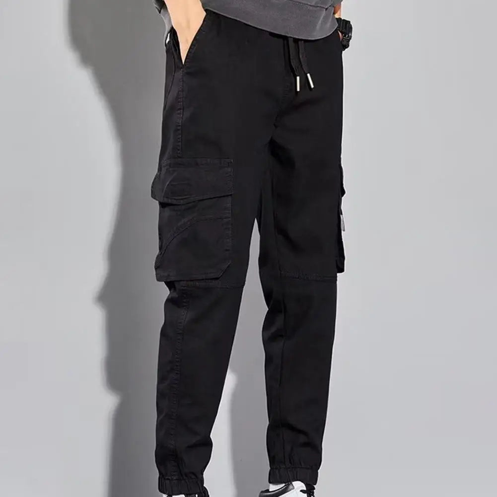 Men Block Black Pocket Cargo Pants Harem Joggers Harajuku Sweatpant Hip Hop Trousers