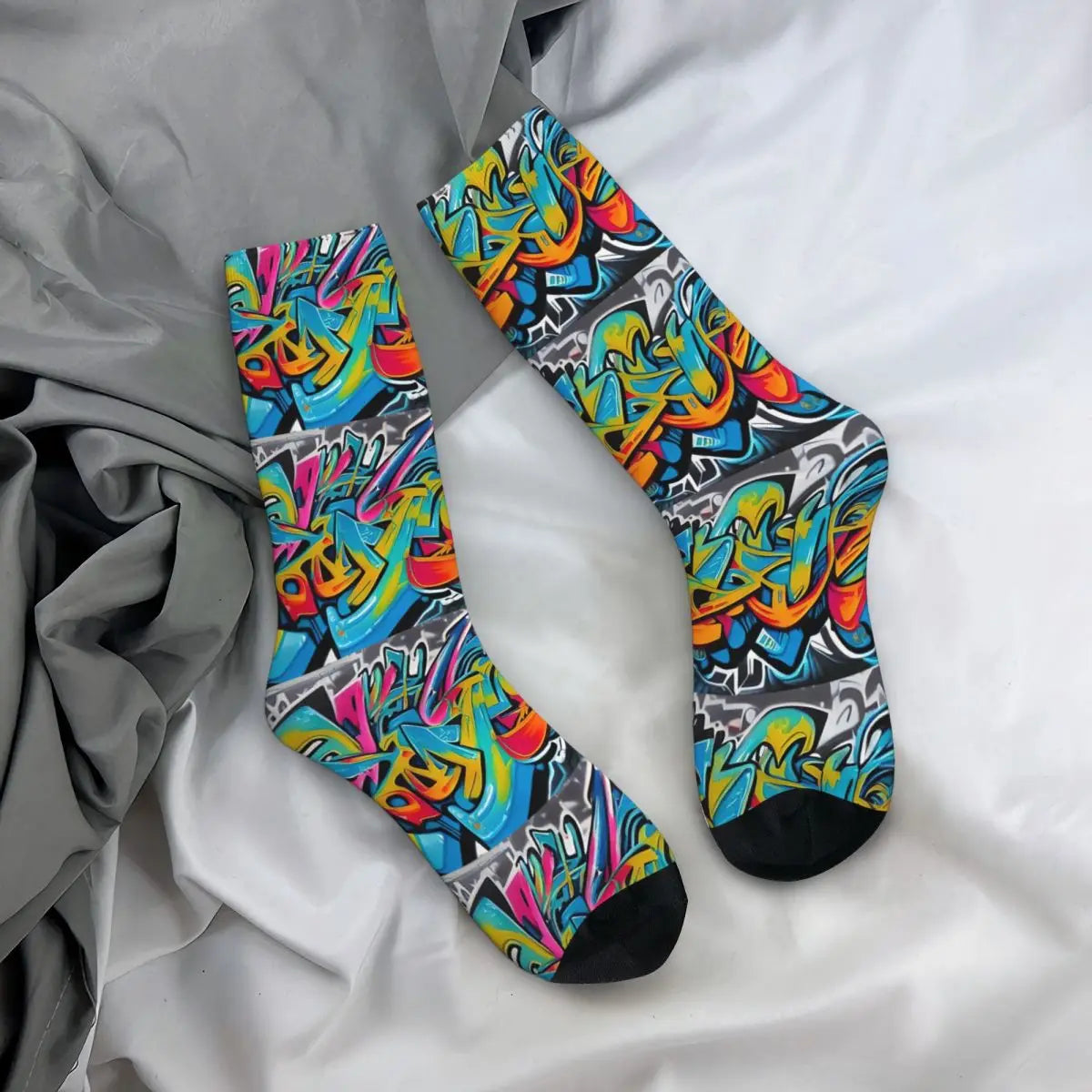 Urban Vibes Graffiti Art Street Culture Meets Socks Harajuku Soft Stockings All Season Long Socks for Man Woman Birthday Present