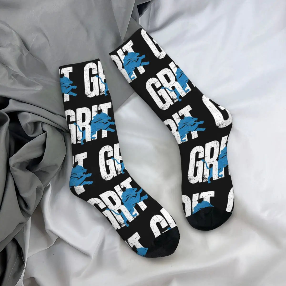 Detroit Grit Stockings Lions Graphic Funny Socks Spring Non Slip Socks Couple Cycling Warm Soft Socks