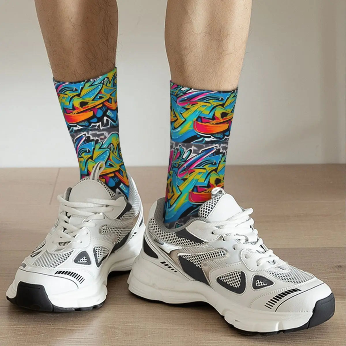 Urban Vibes Graffiti Art Street Culture Meets Socks Harajuku Soft Stockings All Season Long Socks for Man Woman Birthday Present