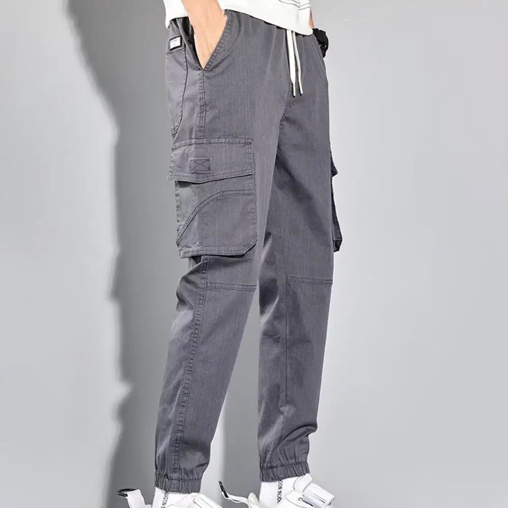 Men Block Black Pocket Cargo Pants Harem Joggers Harajuku Sweatpant Hip Hop Trousers