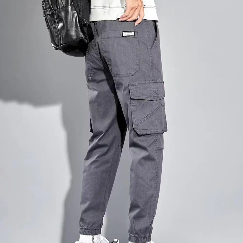 Men Block Black Pocket Cargo Pants Harem Joggers Harajuku Sweatpant Hip Hop Trousers