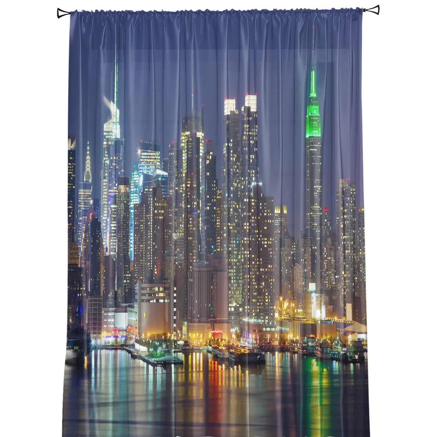 Urban Night Landscape Sheer Curtains for Living Room Decoration Window Curtains for Kitchen Tulle Voile Organza Curtains